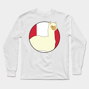 Peru Flag Alpaca Peruvian Sur Andes Inca Machu Picchu Lima Long Sleeve T-Shirt